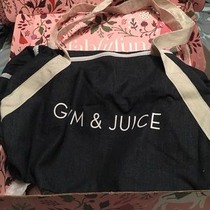 Denim Gym & Juice small duffle bag